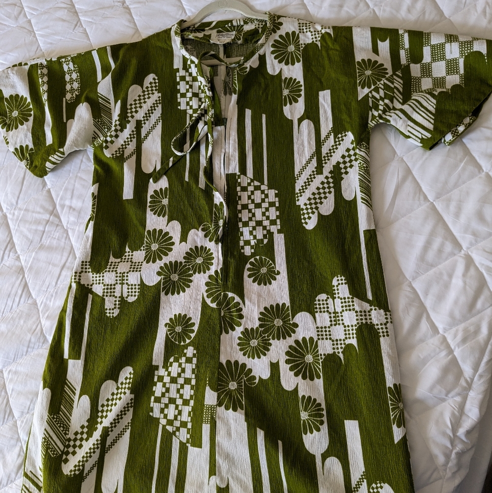 Vintage Barkcloth Hawaiian Dress
